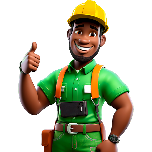 Personagem 3D do técnico em Segurança do Trabalho fazendo sinal de positivo